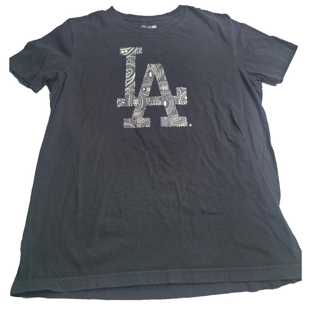 New‎ Era Los Angeles LA Dodgers Short Sleeve Shirt Black Paisley Men's Large